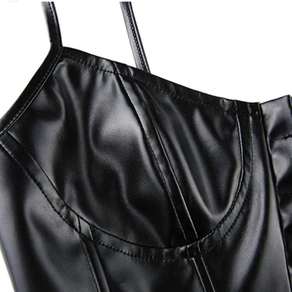 New Women's Push Up Bustier Corset Spandex Crop Top Black Size Medium - Picture 5 of 6
